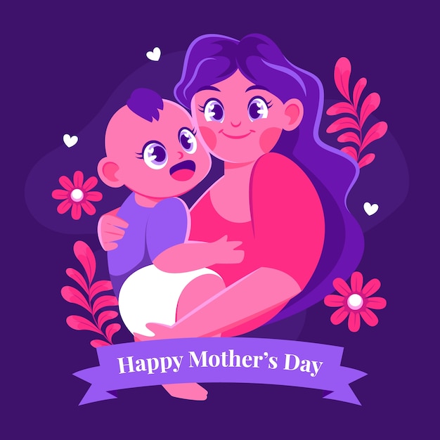 Vettore illustrazione piatta per la celebrazione della festa della mamma