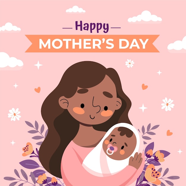 Vector flat illustration for mother's day celebration