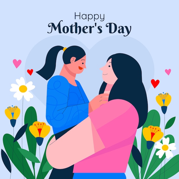 Flat illustration for mother's day celebration