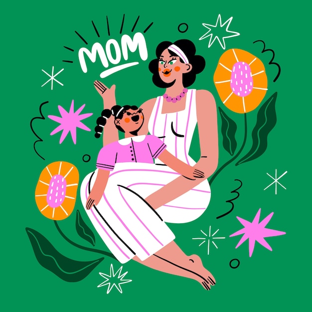 Vector flat illustration for mother's day celebration