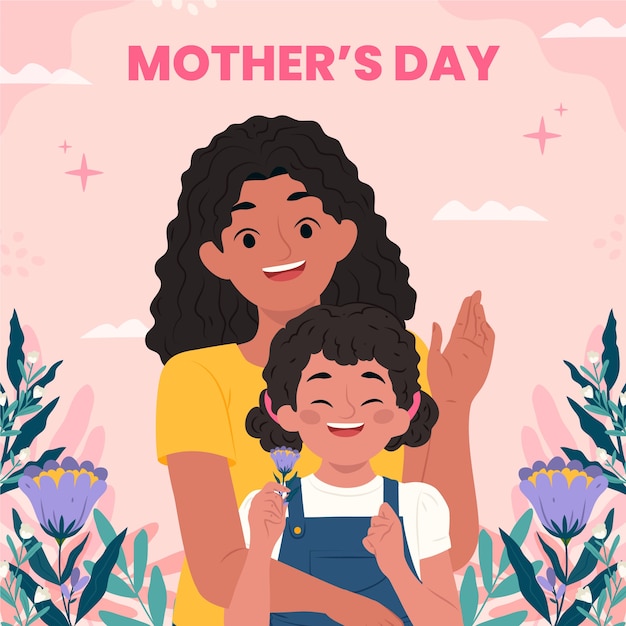 Vector flat illustration for mother's day celebration