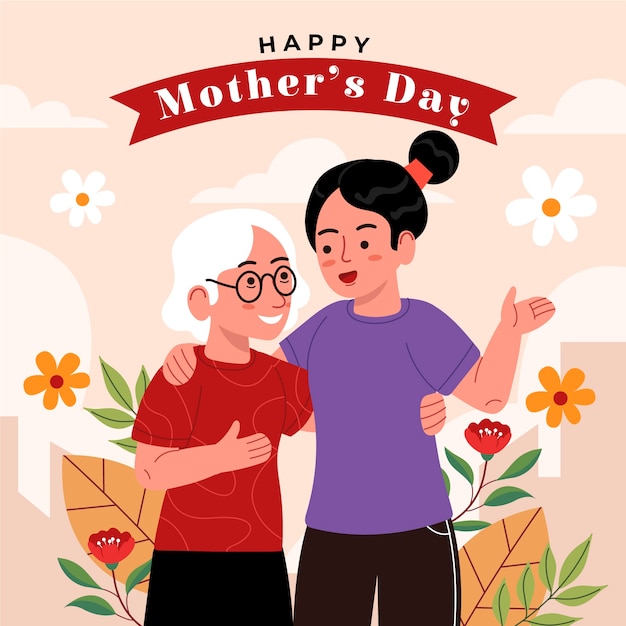 flat illustration for mother's day celebration