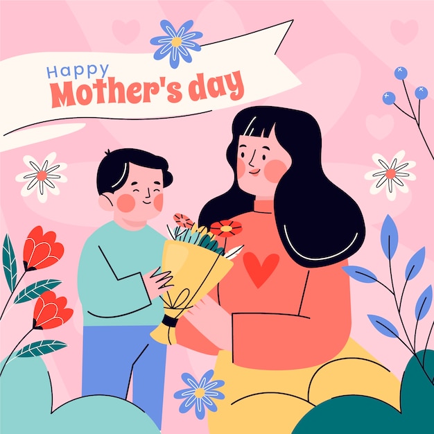 flat illustration for mothers day celebration