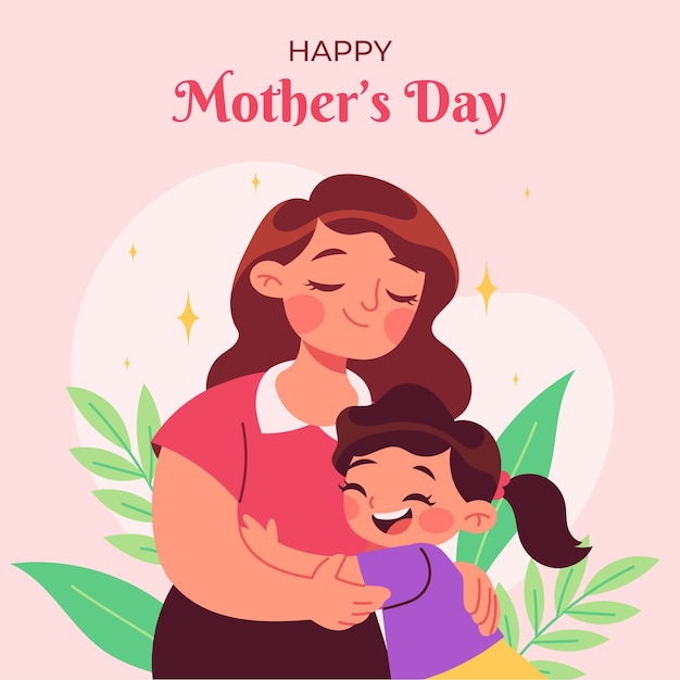 Flat illustration for mothers day celebration