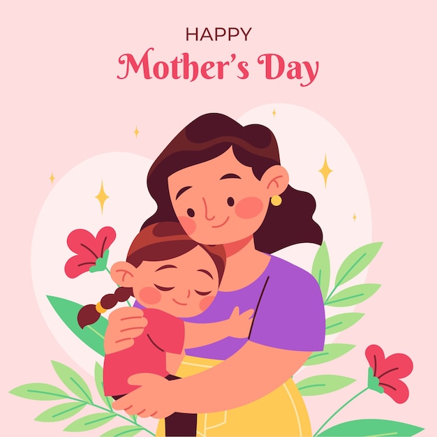 Flat illustration for mothers day celebration