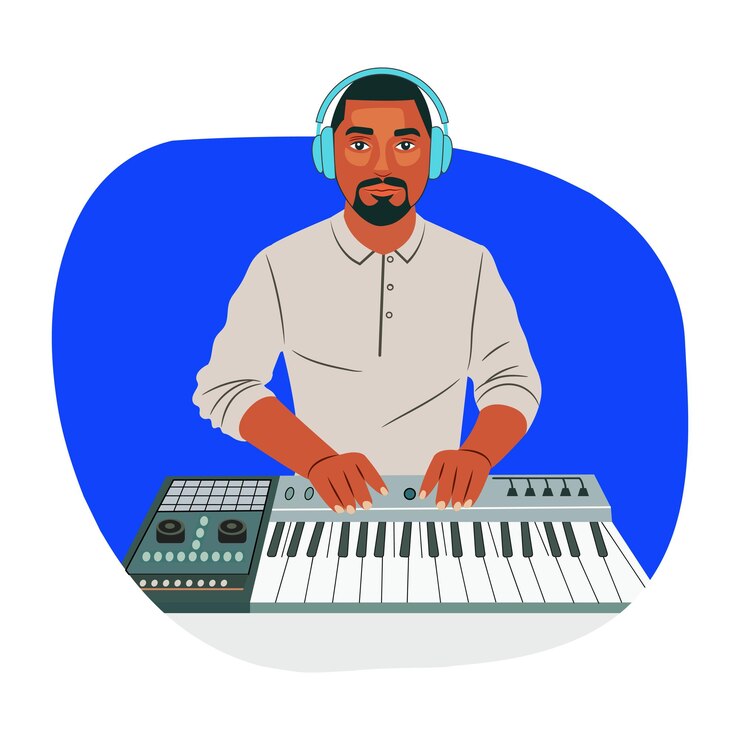 Vector a flat illustration of a music producer