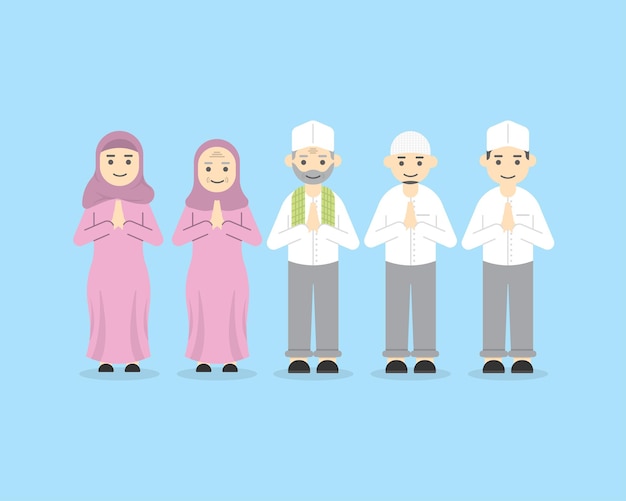 Flat illustration muslim family