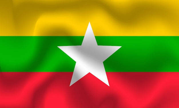 flat illustration of myanmar national flag
