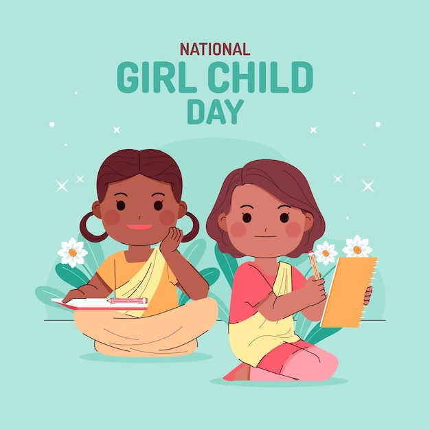 Illustrazione piatta per la celebrazione della giornata nazionale della bambina