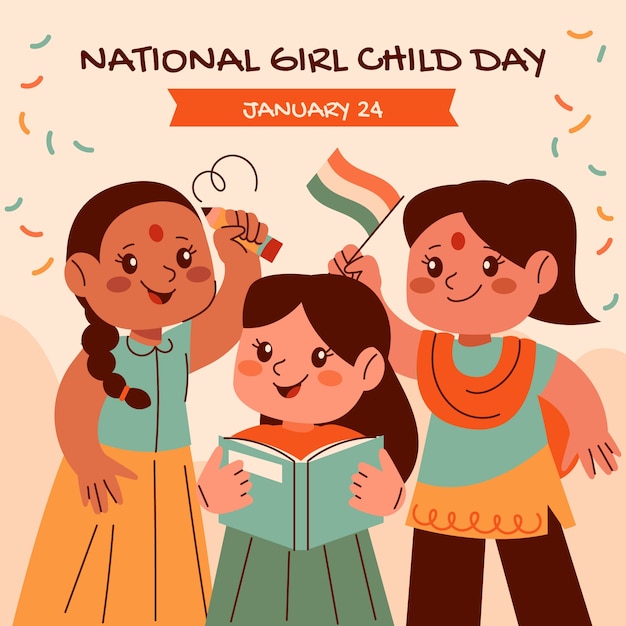 Flat illustration for national girl child day