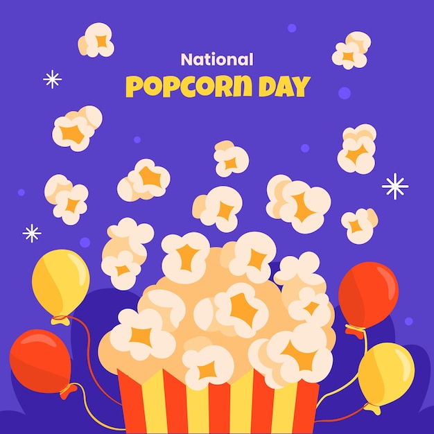 Vettore illustrazione piatta per la giornata nazionale del popcorn