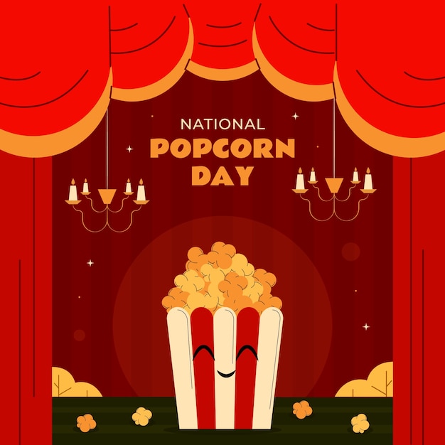 Vettore illustrazione piatta per la giornata nazionale del popcorn