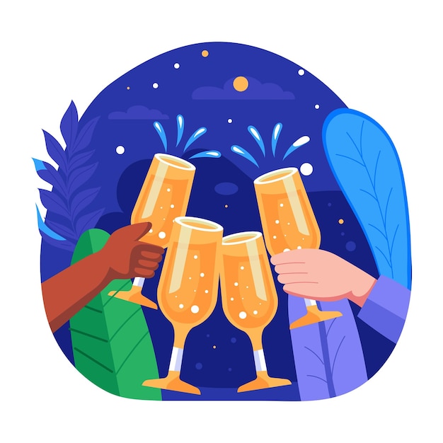 A flat illustration of new year night