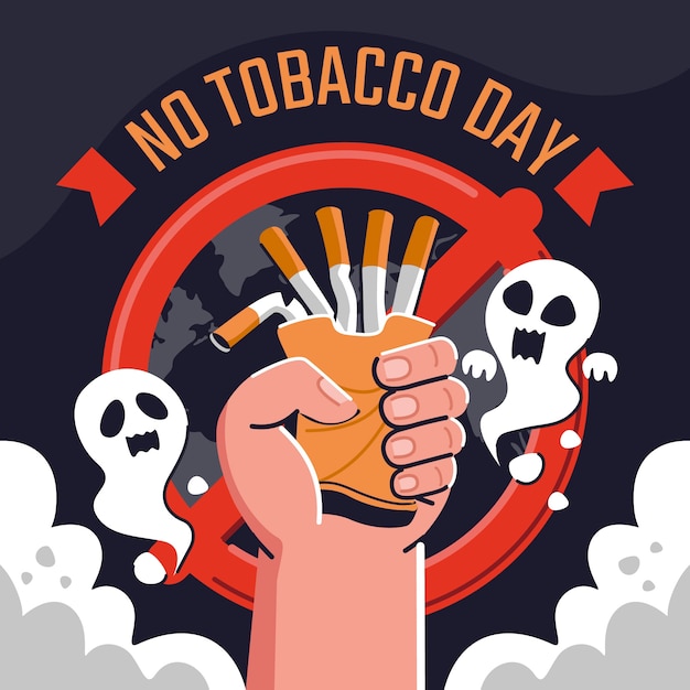 Vettore illustrazione piatta per nessuna consapevolezza del giorno del tabacco