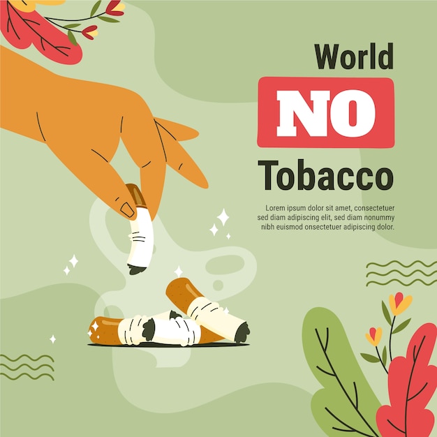 flat illustration for no tobacco day awareness