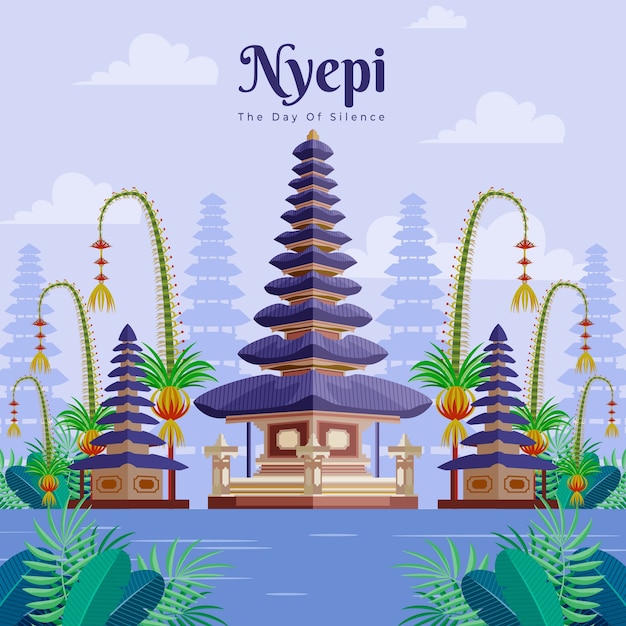 Vettore illustrazione piatta per nyepi