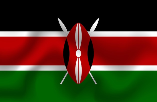 Вектор Плоская иллюстрация национального флага кении