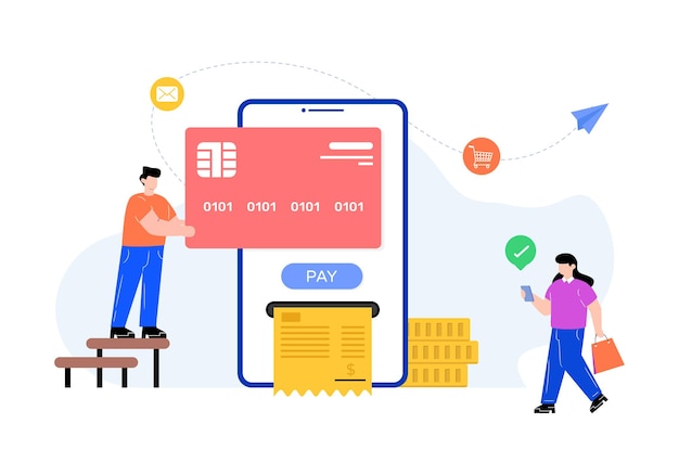 Плоская иллюстрация редактируемого дизайна мобильных платежей