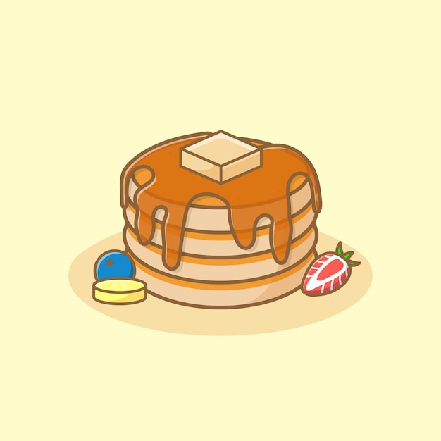 パンケーキのフラットイラスト