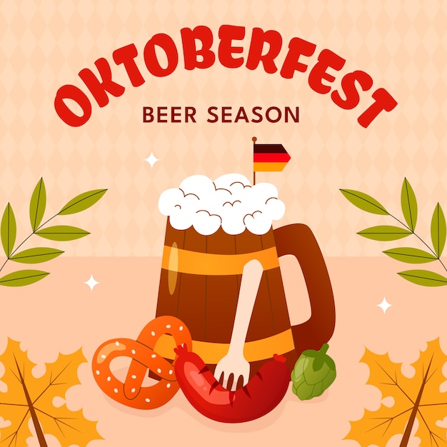 flat illustration for oktoberfest beer festival celebration