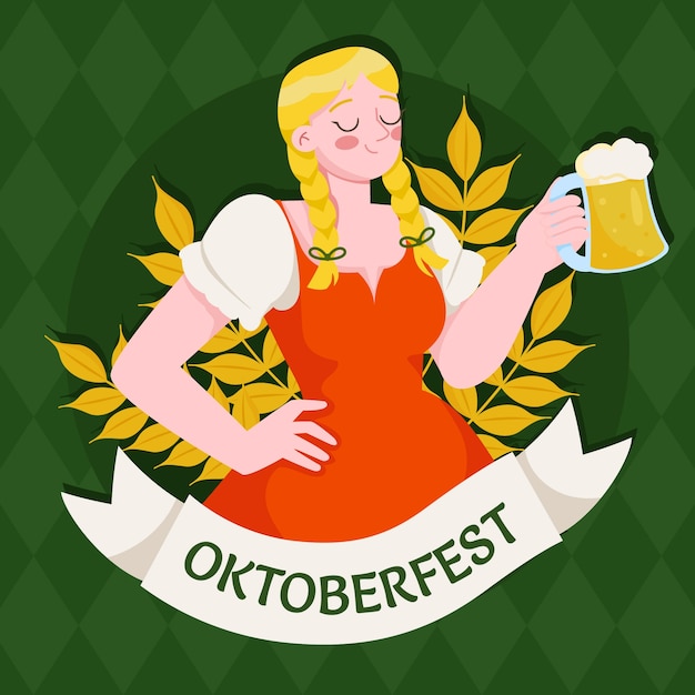 Vector flat illustration for oktoberfest beer festival celebration