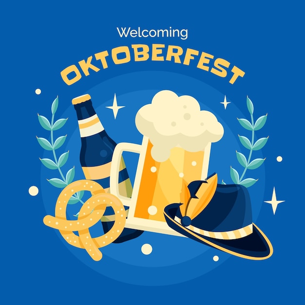 Vettore illustrazione piatta per la celebrazione del festival della birra oktoberfest