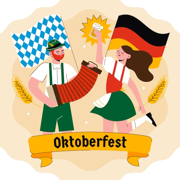 Vettore illustrazione piatta per la celebrazione del festival della birra oktoberfest