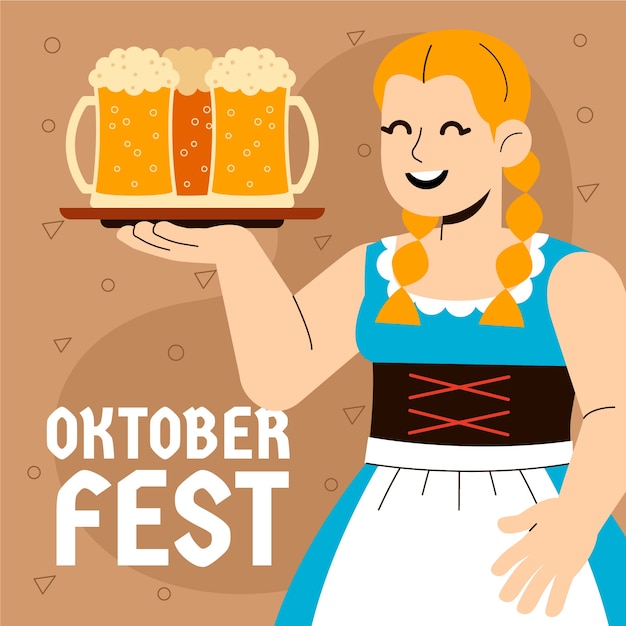 Vector flat illustration for oktoberfest beer festival celebration