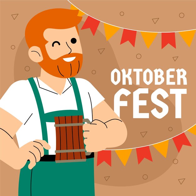 Flat illustration for oktoberfest beer festival celebration