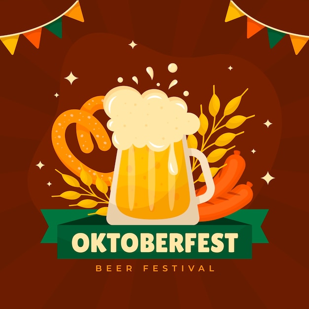 flat illustration for oktoberfest celebration