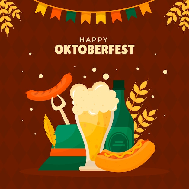 Illustrazione piatta per la celebrazione dell'oktoberfest