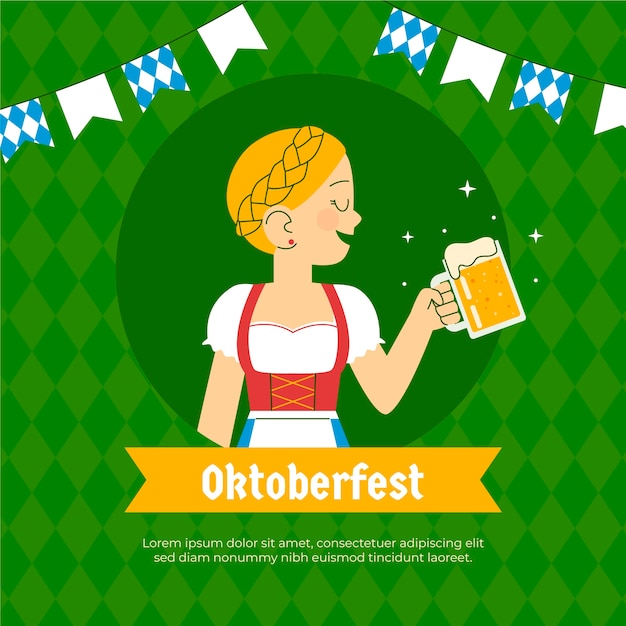 Vector flat illustration for oktoberfest festival