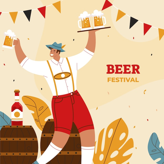 Illustrazione piatta per il festival dell'oktoberfest