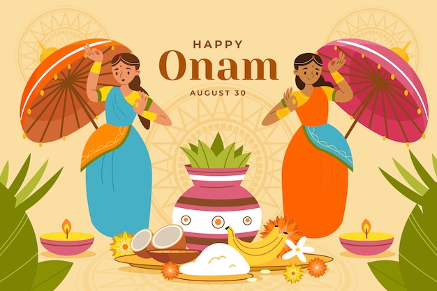 Vettore illustrazione piatta per la celebrazione di onam