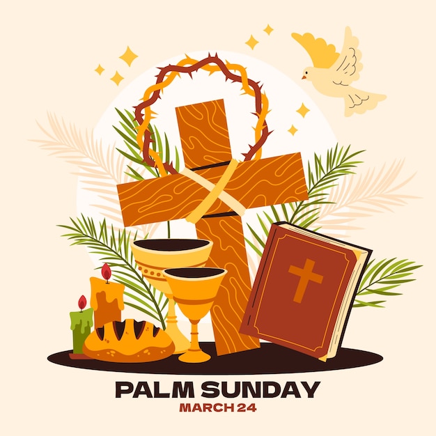 Vector flat illustration for palm sunday