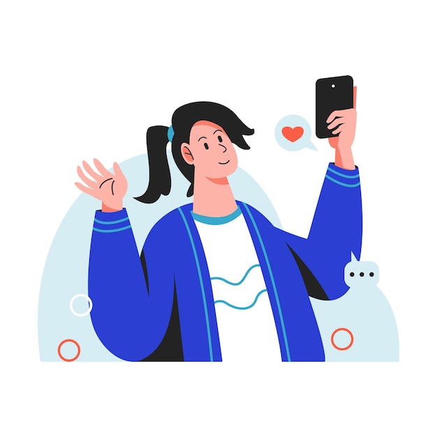 Vector flat illustration of people who exist on social media