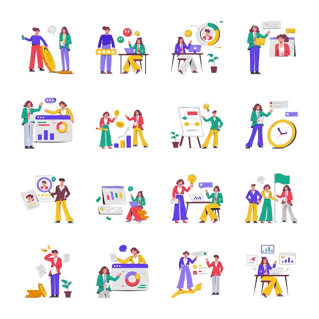 Flat illustration of people working in a meeting