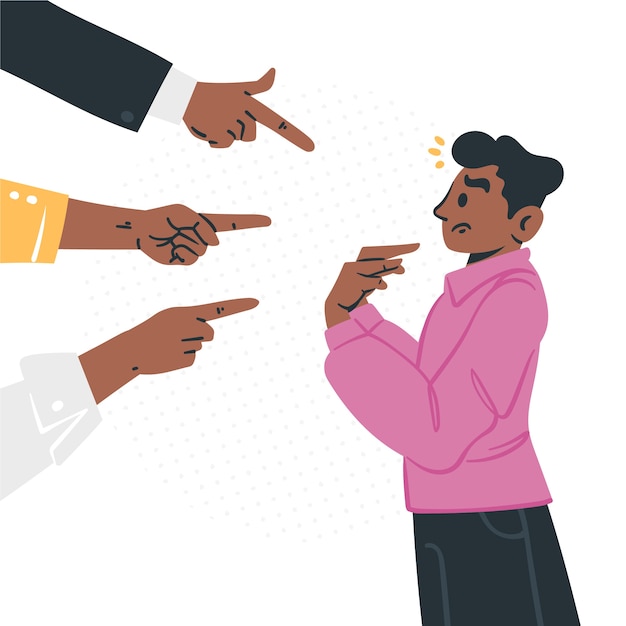 Vector flat illustration of person being shamed or blamed