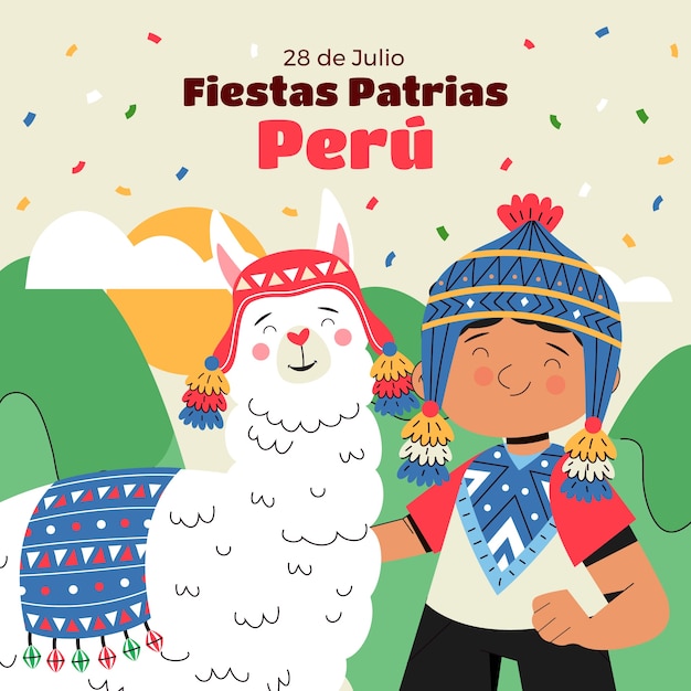 Vector flat illustration for peruvian fiestas patrias celebrations