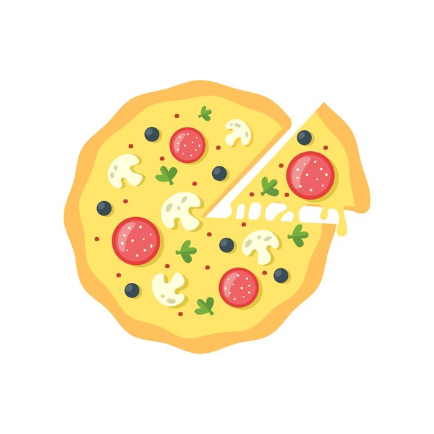 Vector flat illustration of pizza vector foods and drinks daily illustration