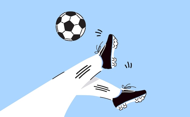 Flat illustration of playing football sport. bicycle kick a ball