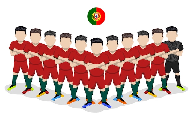 Плоская иллюстрация сборной Португалии по футболу для европейских соревнований