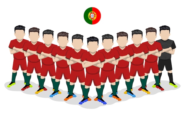 Flat illustration of portugal national football team for european competition