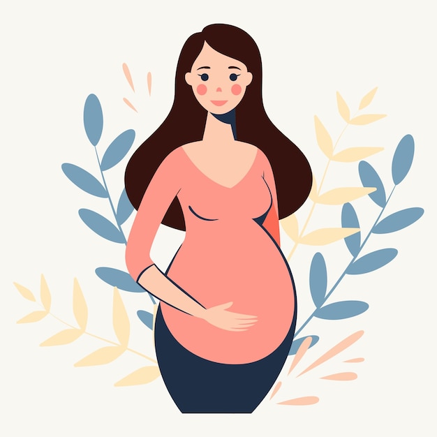 妊娠している女性の平らなイラスト