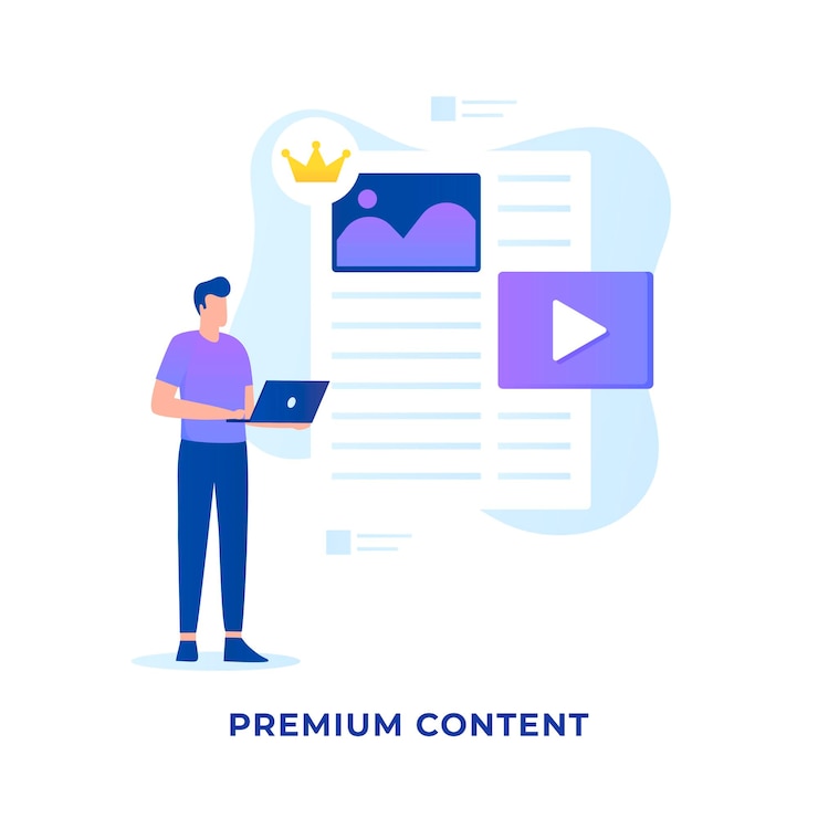 Vector flat illustration premium content concept for websites