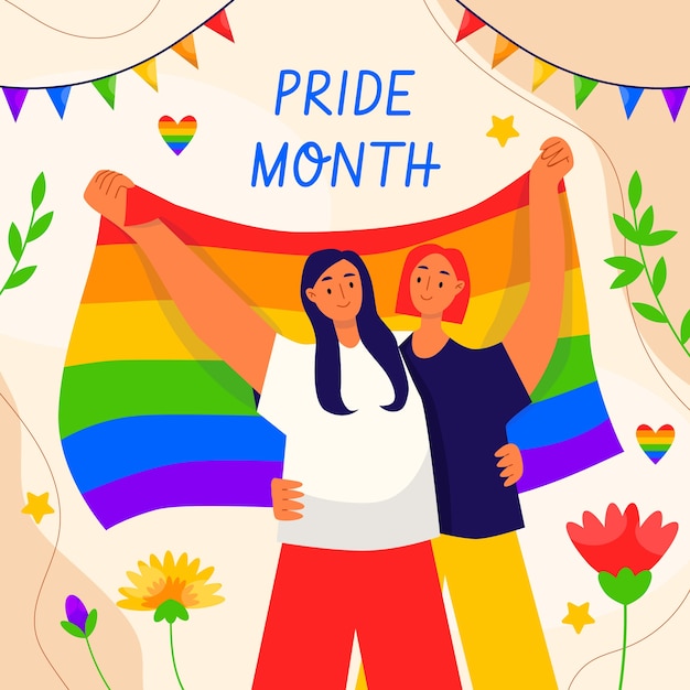 Flat illustration for pride month celebration