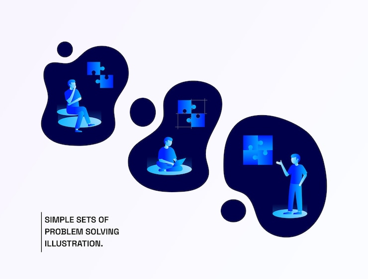 Vector flat illustration of problem solving process