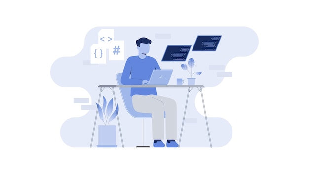 flat illustration of programmer