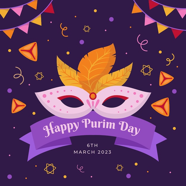 Vettore illustrazione piatta per la celebrazione del purim