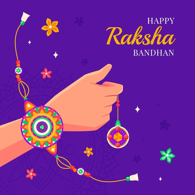 Vettore illustrazione piatta per la celebrazione del festival raksha bandhan